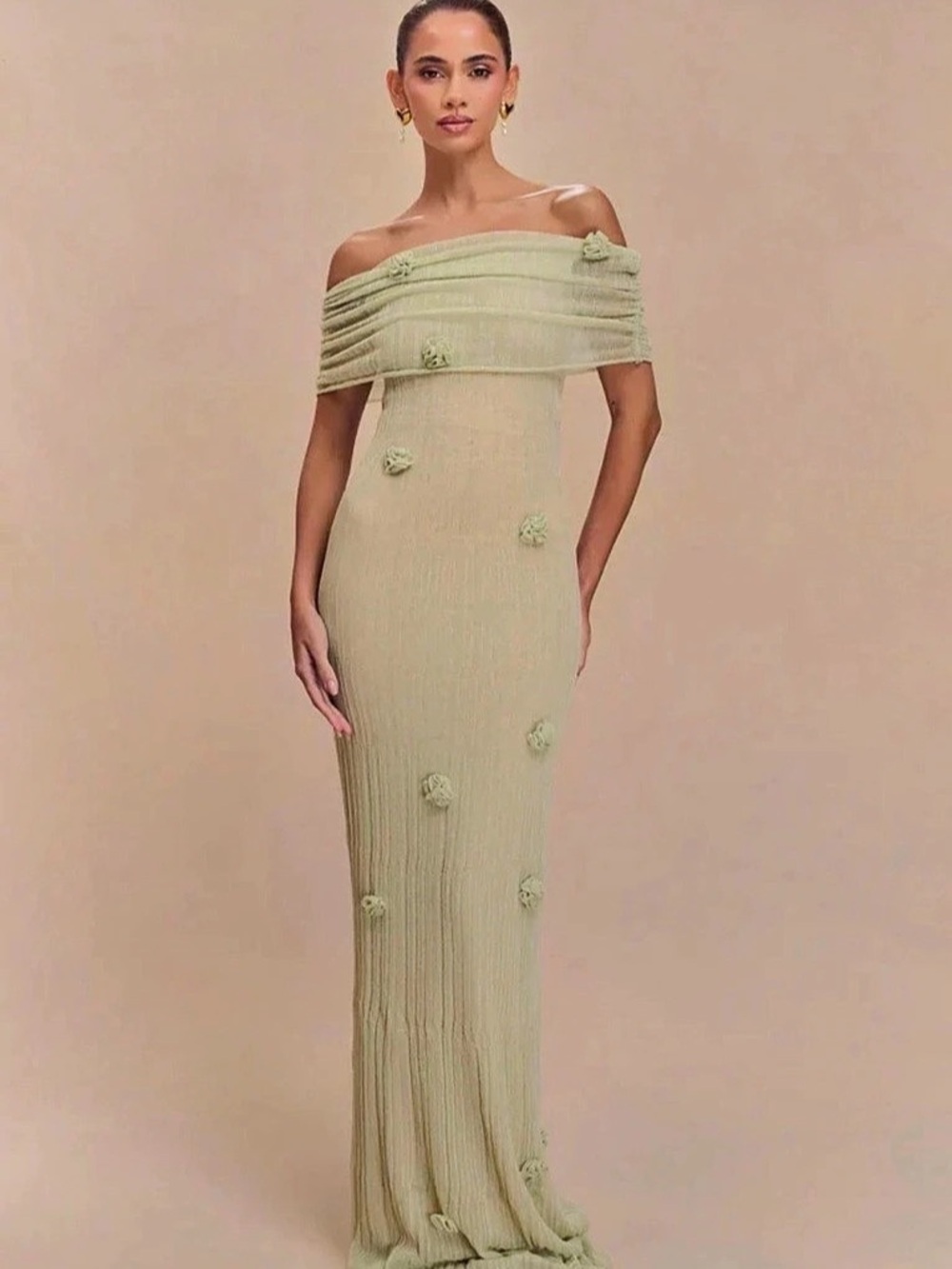Orchid Knit Maxi Dress Green from Lillie Wardrobe